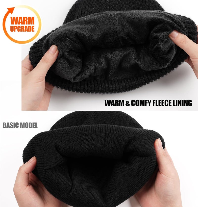 MELASA Winter Fleece Lined LED Beanie, USB Rechargeable Hand Free Warm Hat with Light Built in, Gifts for Men Dad Husband Him - Image 2